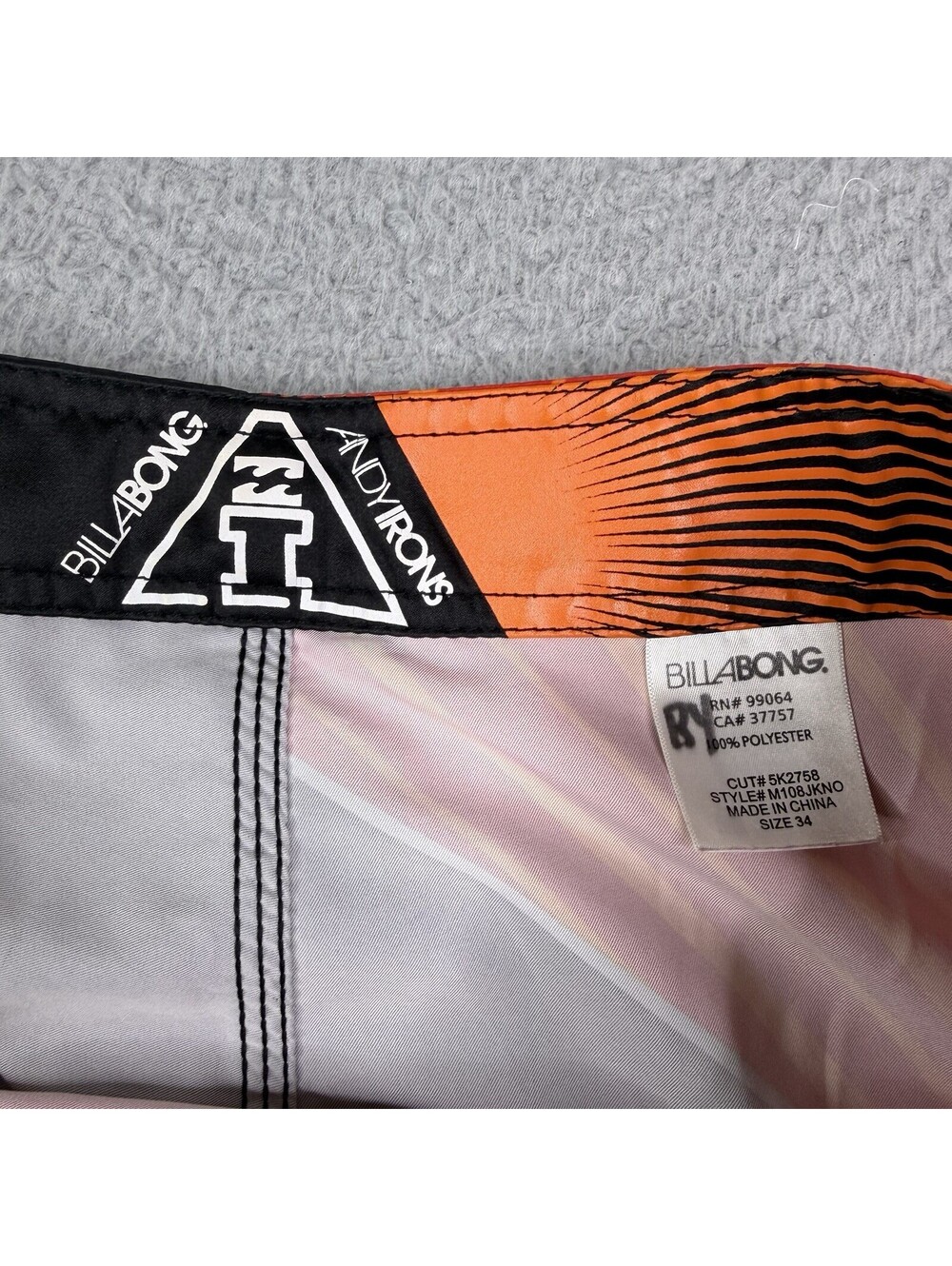 Billabong Andy Irons Platinum Quad Stretch Board Shorts Swim Trunk Rising Sun 34 - Picture 4 of 15